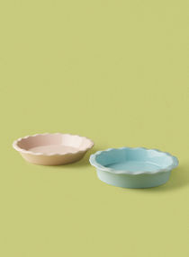 2 Piece Oven Pan Set - Made Of Ceramic - Pie Dishes - Oven Trays - Oven Pan - Light Blue/Blush Pink 