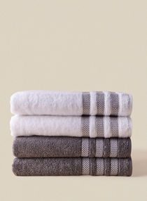 4 Piece Bathroom Towel Set - 500 GSM 100% Cotton Low Twist - 4 Bath Towel - Multicolor White/Grey Color - Highly Absorbent - Fast Dry 