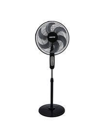 3 Speed Stand Fan with Remote control Wide Oscillation 6 PP Blade Safety grill with Anti slip base GF21112 White/Black 