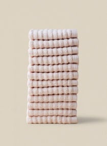 12 Piece Bathroom Towel Set - 450 GSM 100% Cotton Ribbed - 12 Face Towel - Blush Color - Highly Absorbent - Fast Dry Blush 30 x 30cm 