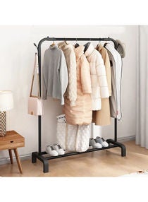 Clothes and Shoe Rack With Tree Shaped Holding Hooks Black 110x43x158cm 
