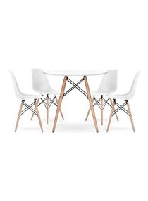 5-Piece Round Table With Eames Chairs White 80x70x546cm 