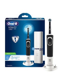 Electric Rechargeable Toothbrush With Travel Case Black 