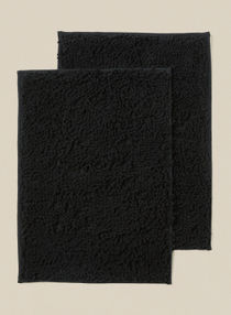 Bath Mat - 50X80 Cm - Shaggy - Black Color - Bathroom Mat Soft And Cushion 2 - Piece 