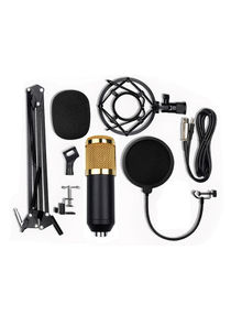 Professional Suspension Microphone Kit Live Broadcasting Recording Condenser Set BM8001 Gold 