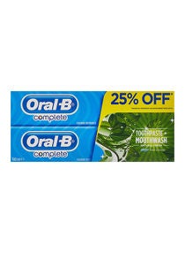 Complete Mouthwash With Fluoride Toothpaste Natural Fresh Mint And Thyme Pack Of 2 100ml 