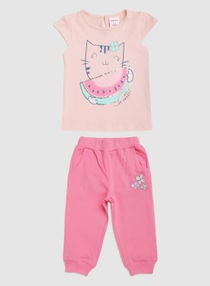 Baby Girls Round Neck Short Sleeve  Sets Pink/Blue 
