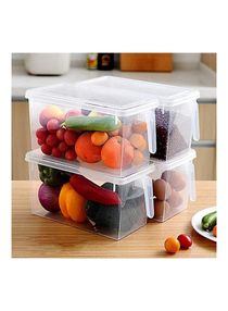 4-Piece Fridge Plastic Food Storage Containers With Lids Clear 31x15x16cm 