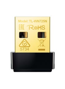 TL-WN725N N150 USB Wireless WiFi Network Nano Size Adapter for PC/Laptop, WiFi Dongle, Compatible with Windows 10/8.1/8/7/XP, Mac OS X, Linux Black/Gold 