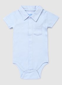 2 Pack Of Collared Neck Onesies Cyan Blue 