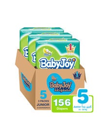 Baby Diapers, Size 5, 14 - 23 Kg, 156 Count (52 x 3) - Junior, Cotton Touch 