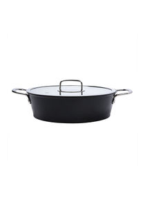 PFOA Free Granite Exellence 2.64 Quart Casserole Capsulated Bottom Stock Pot with Lid And Oven Safe Black 26cm 