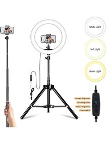 10inch Fill Ring Light with 1.6 Meter Adjustable Tripod Stand And Cell Phone Holder White/Black 