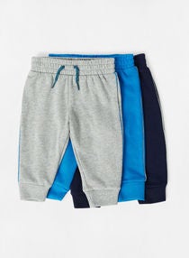 3 Pack Piped Joggers Blue/Grey 
