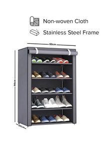 Shoe Rack 5 Shelves With Stainless Steel Frame Grey 60x30x90cm 