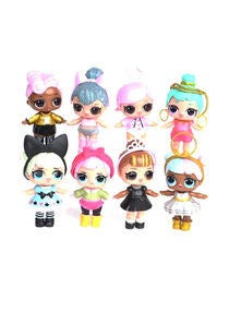 8-Piece Lol Sparkly Baby Highly Detailed Pvc Doll Set For Kids, Multicolour 21.6x15.5x6.3cm 