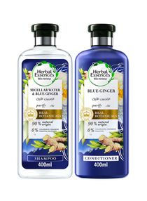 Renew Natural Shampoo + Conditioner With Micellar Water And Blue Ginger For Hair Purifying 400ml + 400ml Pack of 2 