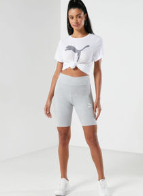 Logo Printed Skinny Fit High-Rise Sport Shorts Grey/White 