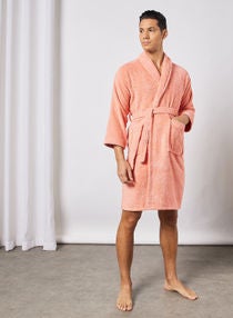 Bathrobe - 400 GSM 100% Cotton Terry Silky Soft Spa Quality Comfort - Shawl Collar & Pocket - Coral Color - 1 Piece 
