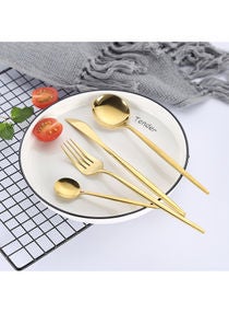 4-Piece Stainless Steel Dinnerware Fork,Spoon And Knife Cutlery Set Gold 