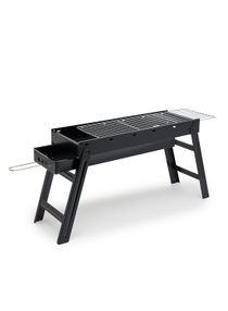 Portable Charcoal BBQ Grill With Foldable Legs Black/Rectangle 