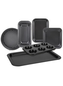 6 Piece Oven Pan Set - Made Of Carbon Steel - Baking Pan - Oven Trays - Cake Tray - Oven Pan - Cake Mold - Black 