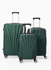 3-Piece ABS Hardside Spinner Iron Rod Luggage Trolley Set With TSA Lock 20/24/28 Inch Green 