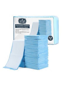 Disposable Diaper Changing Pad,100 Pack Soft Waterproof Mat, Portable Leak Proof Changing Mat, New Mom Leak-Proof Underpad, Mattress Table Protector Pad, Pack Of 100Pcs - Blue 