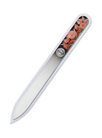 Glass Nail File With 3D Sticker Ornament White/Red 