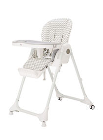 Compact Baby Feeding High Chair With Reclining Position Adjustable Height And 5-Point Safety Harness Suitable For 6 Months To 3 Years White/Grey 