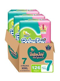 Baby Diapers, Size 7, 18+ Kg, 126 Count (42 x 3) - Compressed, Cotton Touch 