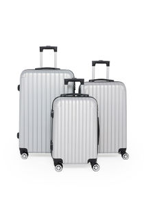 3-Piece ABS Hardside Spinner Iron Rod Luggage Trolley Set With TSA Lock 20/24/28 Inch Silver 
