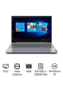 V15 Business And Professional Laptop With 15.6-Inch HD Display, Celeron N4020 Processor/4GB RAM/1TB HDD + 128GB SSD/Intel UHD Graphics/Windows 10/International Version English/Arabic Grey 