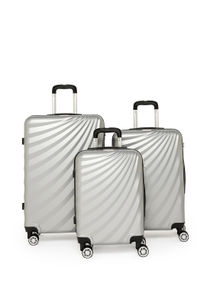 3-Piece ABS Hardside Spinner Iron Rod Luggage Trolley Set With TSA Lock 20/24/28 Inch Silver 
