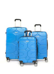 3-Piece ABS Hardside Spinner Iron Rod Luggage Trolley Set With TSA Lock 20/24/28 Inch Cobalt Blue 