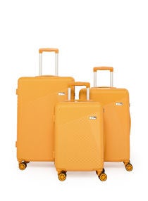 3-Piece ABS Hardside Spinner Iron Rod Luggage Trolley Set With TSA Lock 20/24/28 Inch Orange 