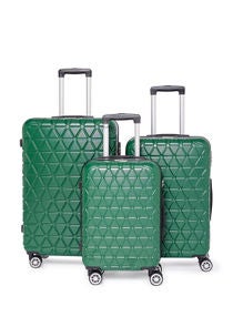 3-Piece ABS Hardside Spinner Iron Rod Luggage Trolley Set With TSA Lock 51 X 29 X 77 cm Dark Green 