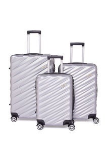 3-Piece ABS Hardside Spinner Iron Rod Luggage Trolley Set With TSA Lock 20/24/28 Inch Silver 