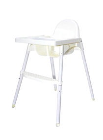 High Chair Babies And Toddlers, Multi Height Booster Seat With Feeding Tray, Safety Belt -White 