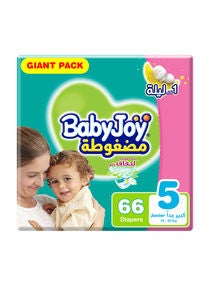 Compressed Diamond Pad, Size 5 Junior, 14 to 23 kg, Giant Pack, 66 Diapers 