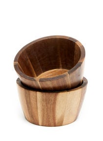 2 Piece Serving Bowl - Made Of Acacia Wood - Premium Quality - Wooden Bowl - Serving Dishes - By Noon East - Dark Brown 