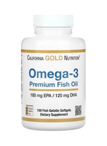 Omega-3 Premium Fish Oil - 100 Fish Gelatin Softgels 180 Epa / 120 Dha 