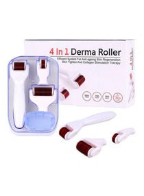 4-In-1 Derma Roller Skin Care Beauty Micro-Needle Kit Set White 