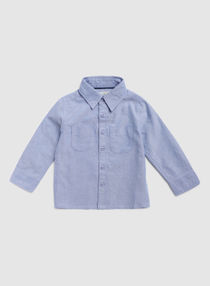Baby Boys Collared Neck Long Sleeve Shirt Sky Blue 