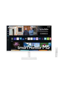 27 inch Smart Monitor 27BM501 FHD Flat Monitor with Smart TV experience, Remote & Speaker | Wireless & Wired Mobile, Laptop & PC Connectivity with WIFI, Bluetooth, LS27BM501EMXUE White 
