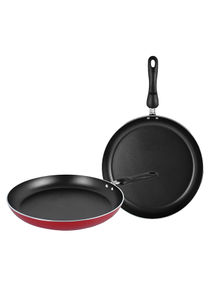 Frypan Twin Pack Set Includes Small Pan 24cm, Large Pan Black/Red 28cm 