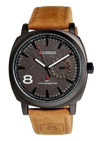 Men's Water Resistant Leather Analog Watch 8139 - 40 mm - Brown 