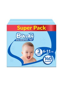 Baby Diapers Super Pack Size 3, Medium, 6-11 KG, 140 Count 