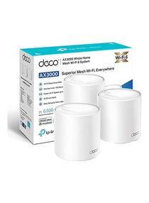 Deco X50 AX3000 Whole Home AI-Driven Mesh Wi-Fi 6 System, Dual-Band with Gigabit Ports, Coverage up to 6,500 ft2, Connect up to 150 devices, 1 GHz Dual-Core CPU, HomeShield Security, Pack of 3 white 