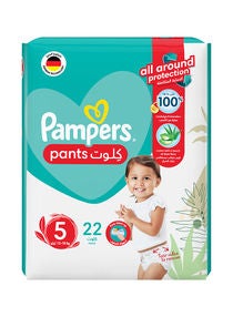 Baby-Dry Pants With Aloe Vera Lotion, Stretchy Sides, And Leakage Protection, Size 5, 12-18 Kg,22 Pants 